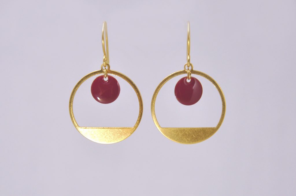 ploombijoux boucles d'oreilles dorées elegantes pourpre Sunset