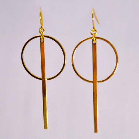 ploombijoux boucles d'oreilles originales longues dorées contemporaines graphiques Simplicity