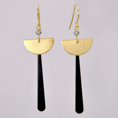 ploombijoux boucles d'oreilles createur originales longues dorées noires Art Deco Equilibre