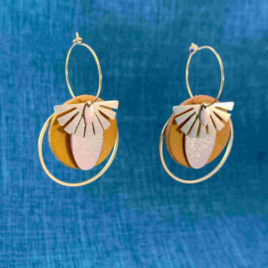 Boucles Pineapple de PloomBijoux dorées originales graphiques art-deco createur francais