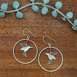 boucles colibris dorées or fin qualité originale ploom bijoux createur