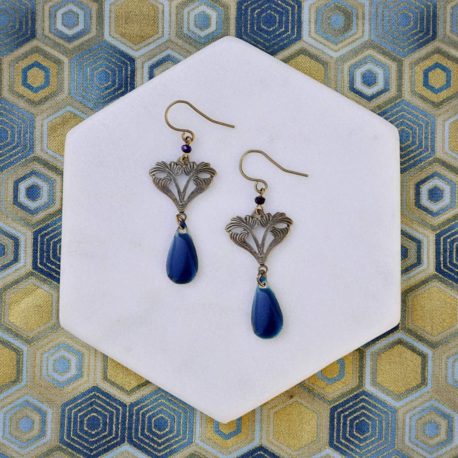 Boucles d'oreilles Arabesque art déco originales fine pendantes ploom bijoux createur francais