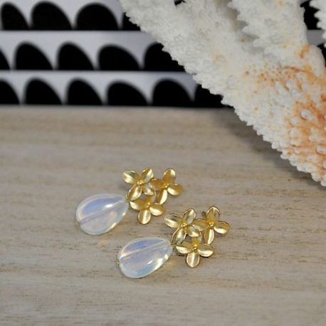 boucles d'oreilles opale verre fleurs chic courtes femme ploom bijoux créateur originales