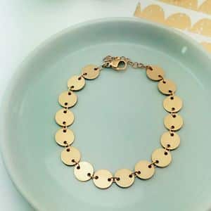 bracelet doré or fin original chic pastilles rondes ploom bijoux créateur resistant